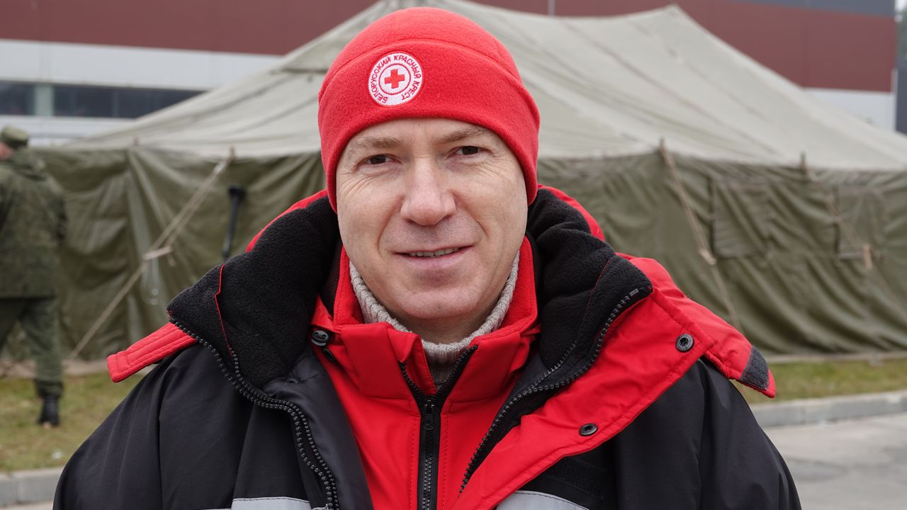 Dzmitry Shautsou, the Secretary General of the Belarusian Red Cross, pictured near the Polish border.