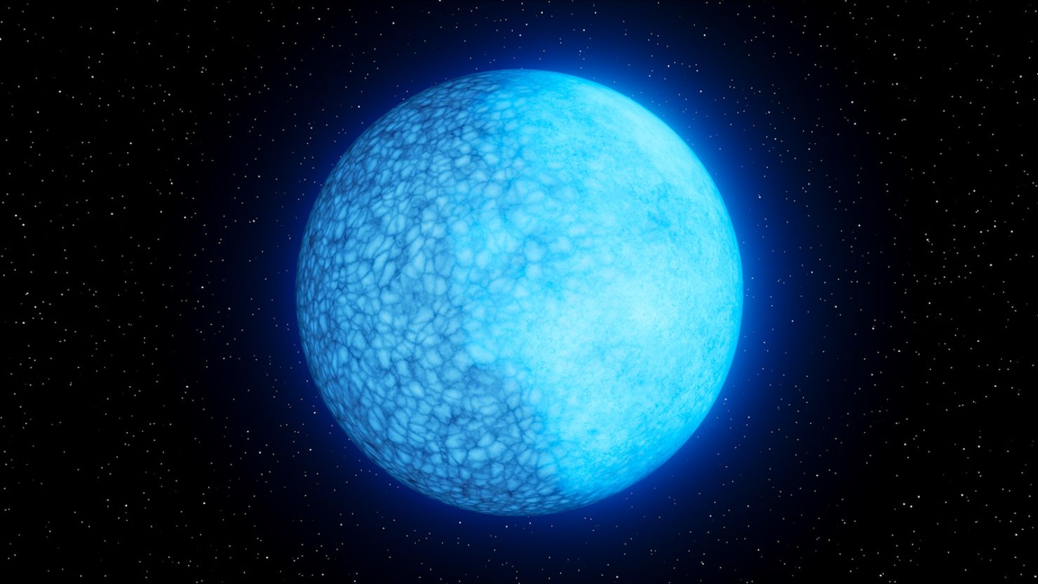 The blue-tinted dead cinder of a star, which was once a star like our sun, is composed primarily of hydrogen on one side and helium on the other (the hydrogen side appears brighter).