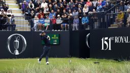 England's Matthew Jordan tees off the 1st to start day one of the British Open Golf Championships at the Royal Liverpool Golf Club in Wirral, England, Thursday July 20, 2023. (Richard Sellers/PA via AP)