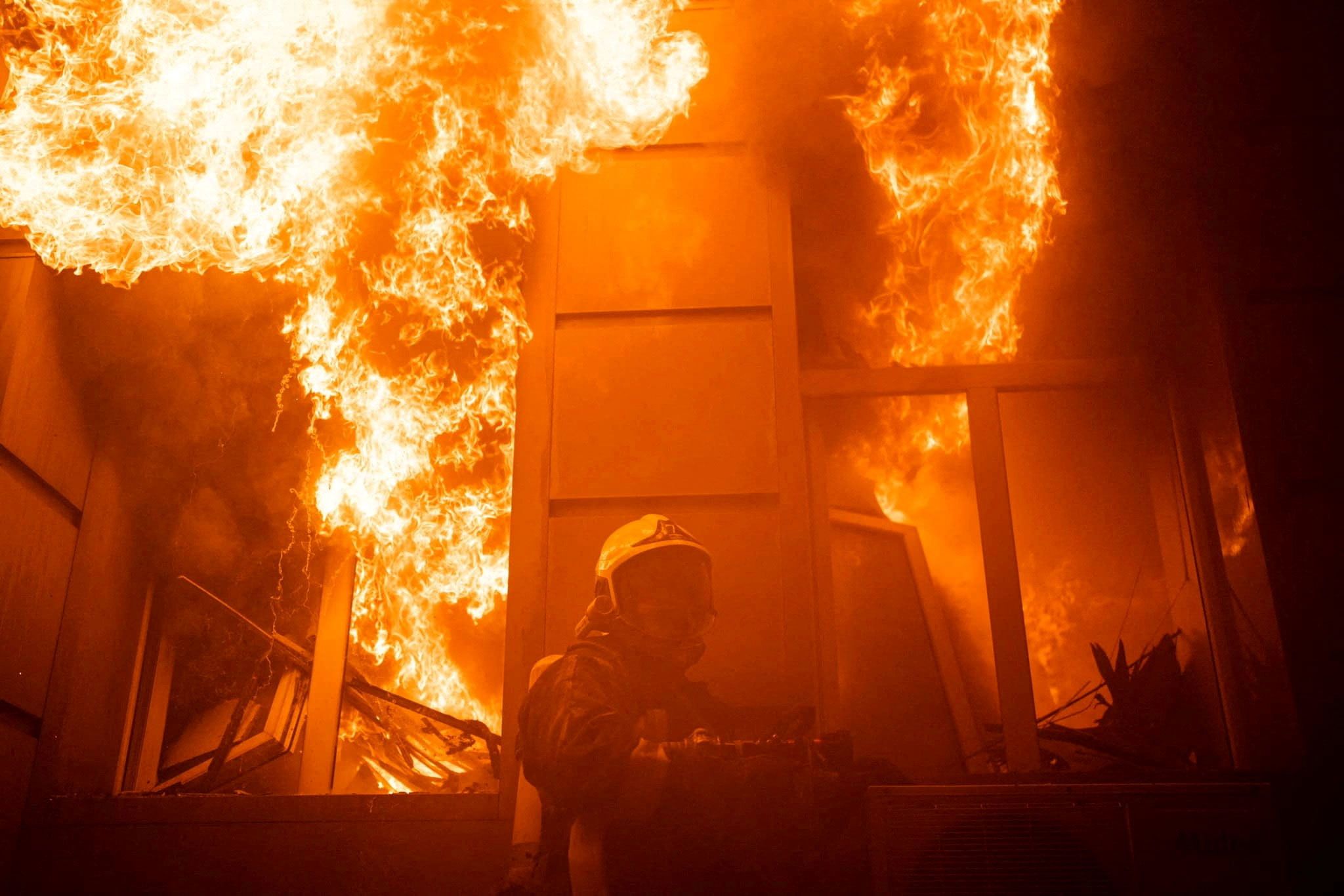 Firefighter in Odesa after missile strike.