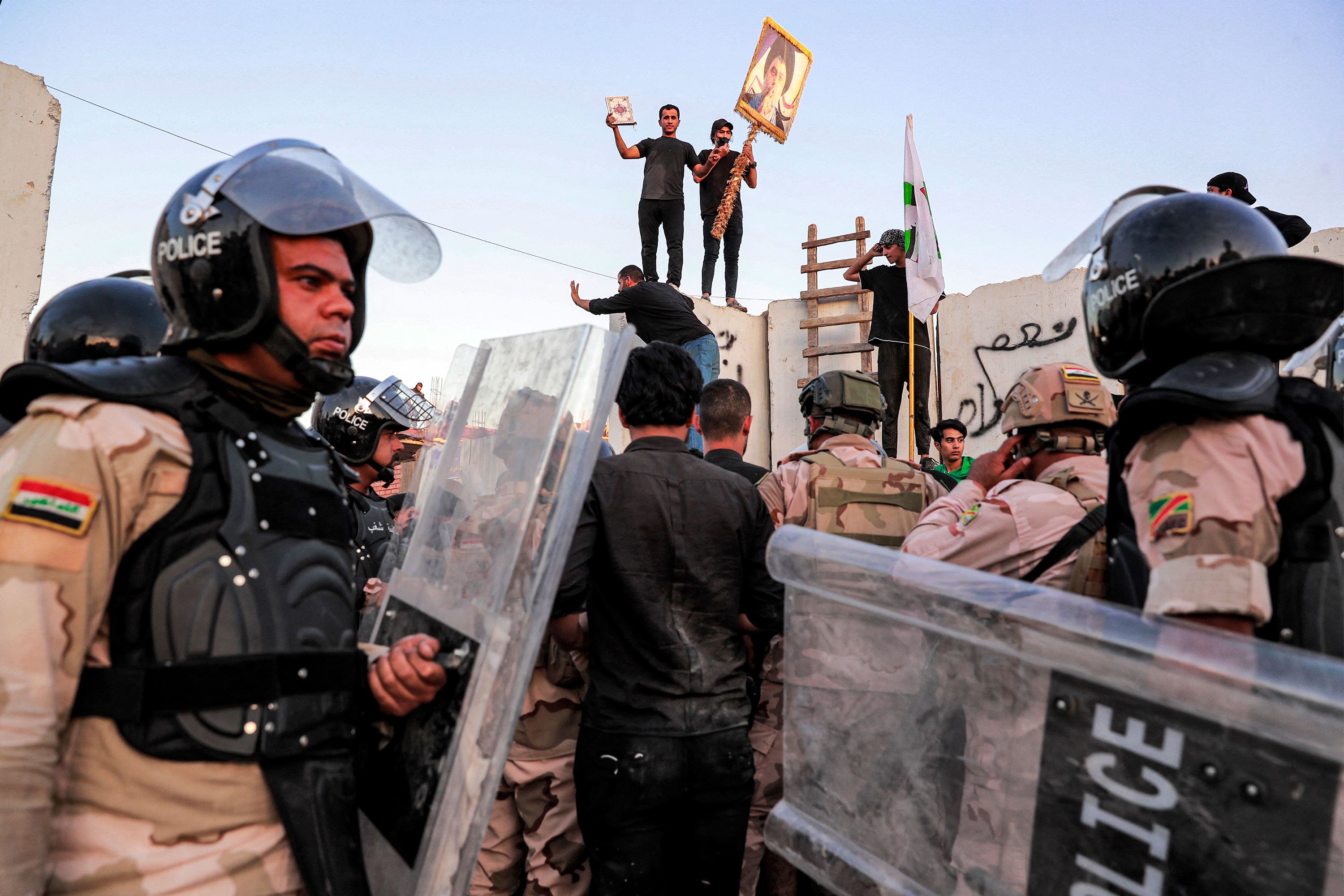 Protests outside the Swedish Embassy in Baghdad.