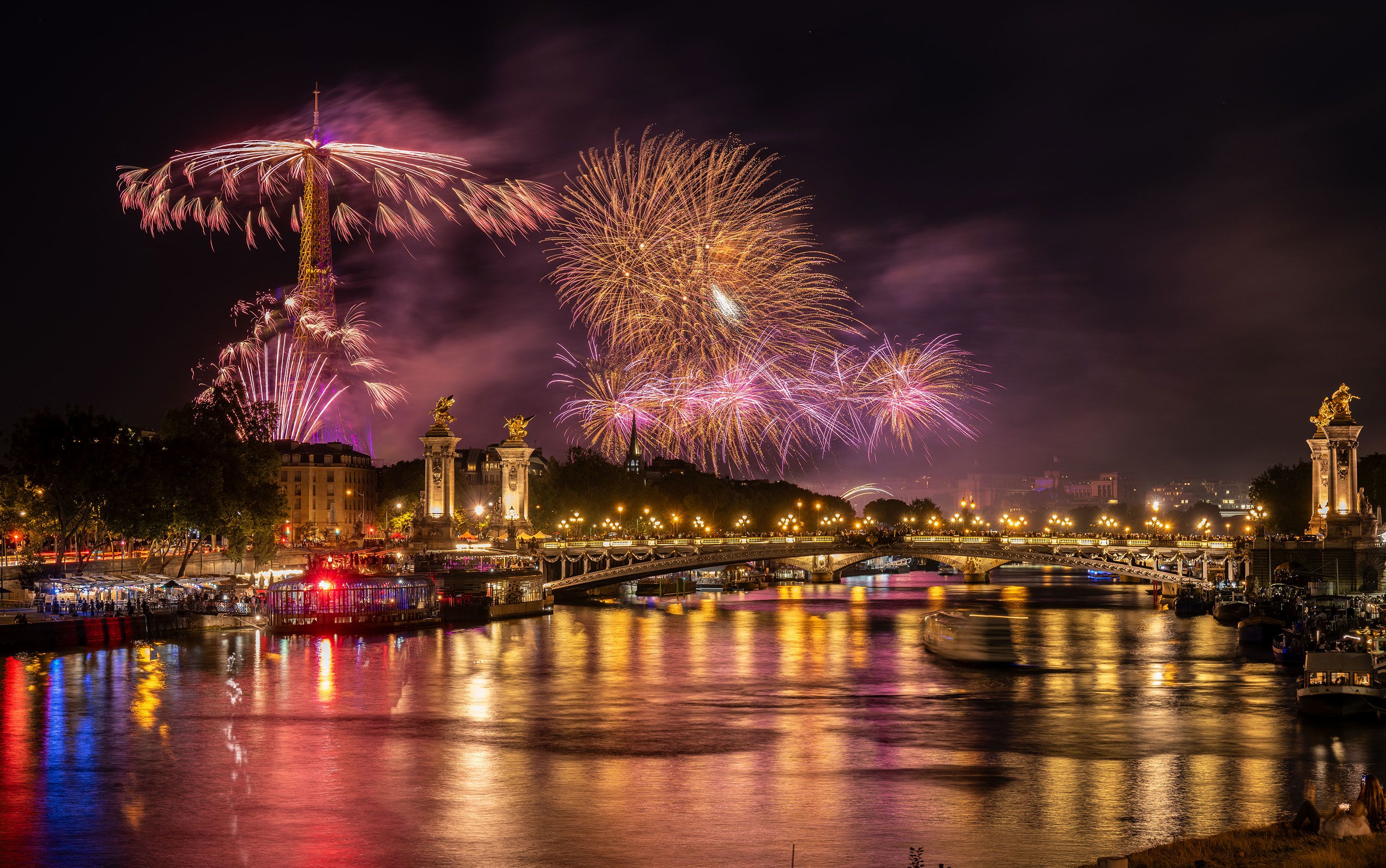 Fireworks at the Eiffel Tower.