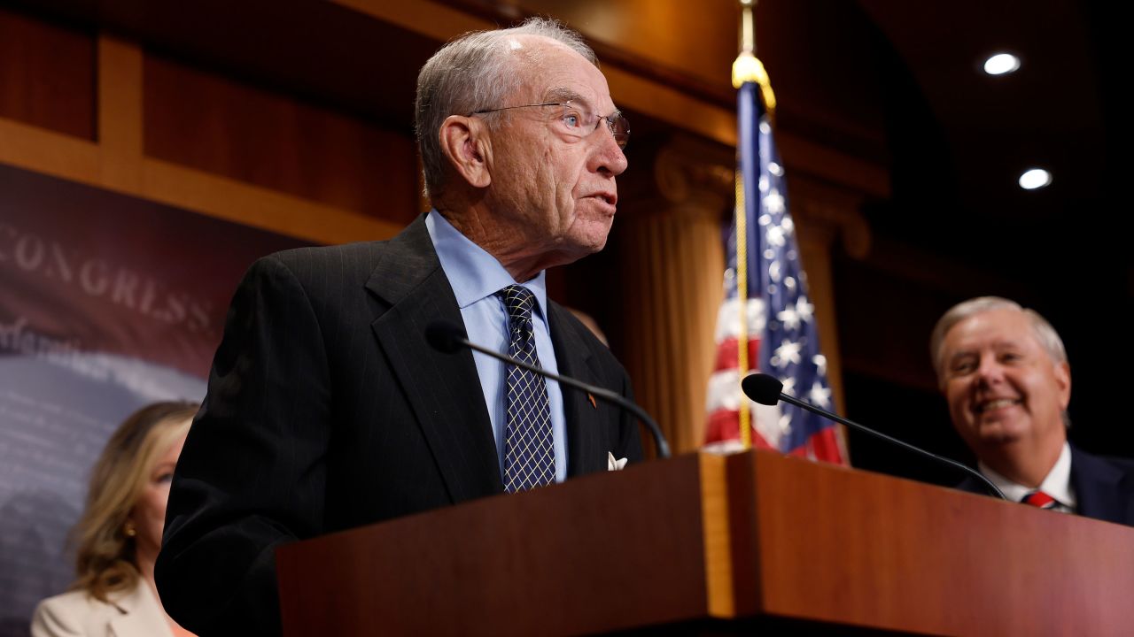 Sen. Chuck Grassley (R-IA) speaks at a news conference on the Supreme Court at the U.S. Capitol Building on July 19, 2023 in Washington, DC.