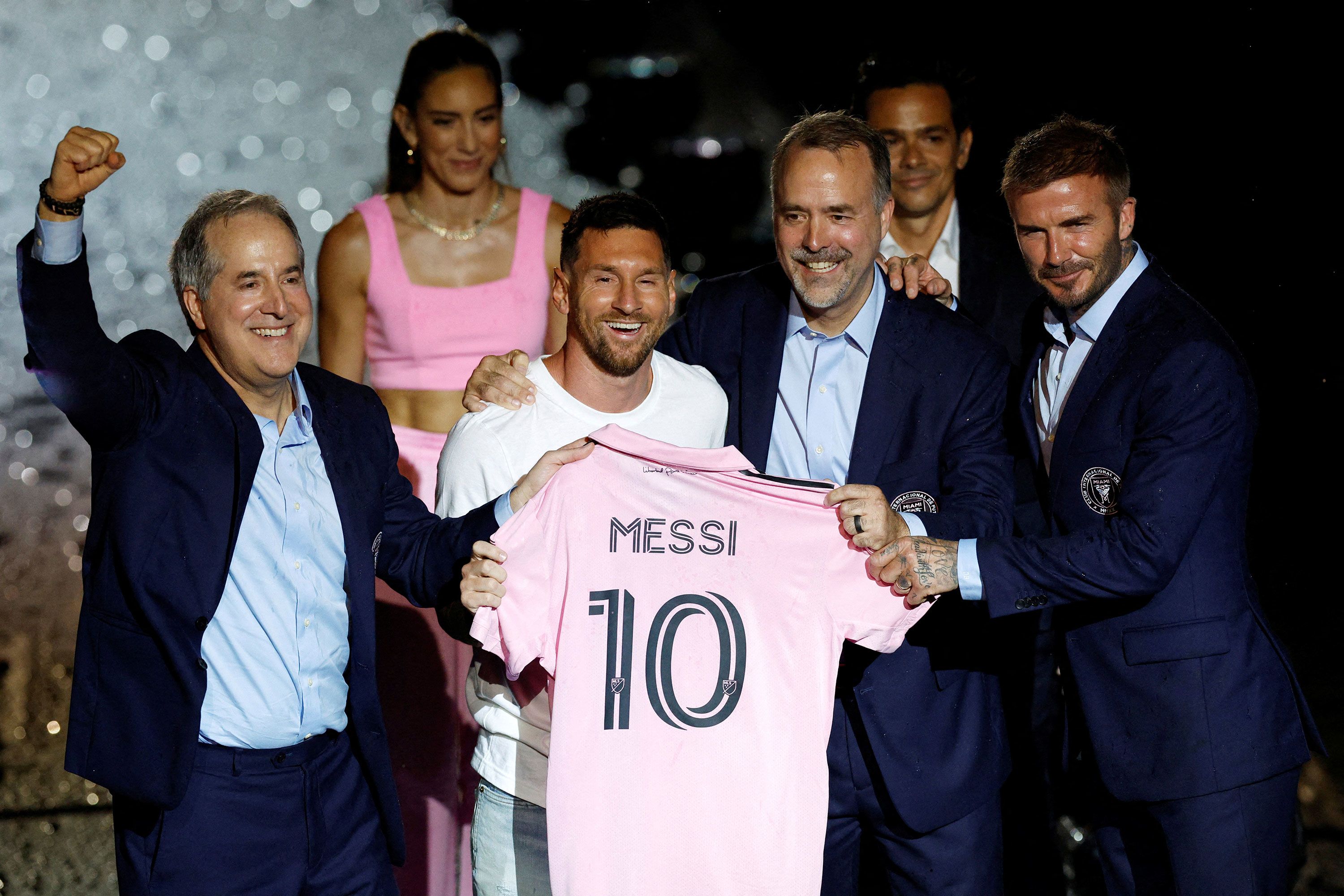 Lionel Messi with Inter Miami jersey.