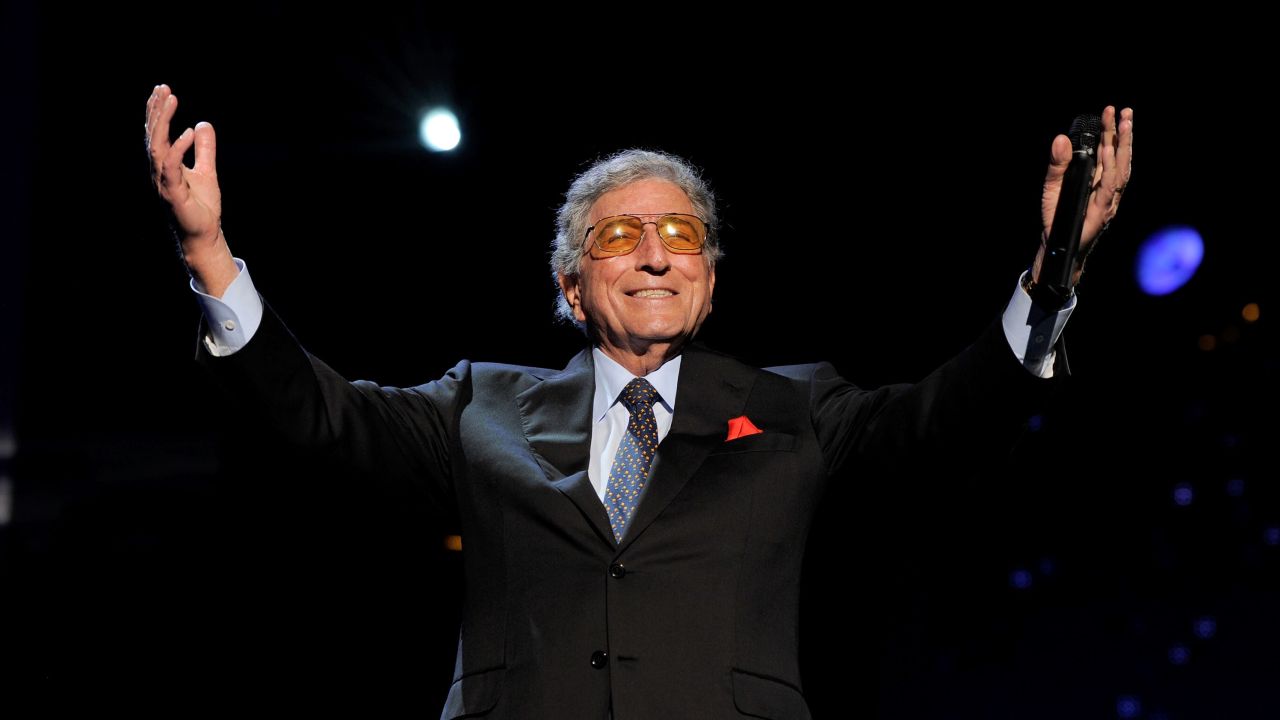 Singer Tony Bennett performs onstage at the 2012 MusiCares Person of the Year Tribute to Paul McCartney held at the Los Angeles Convention Center on February 10, 2012 in Los Angeles, California. 