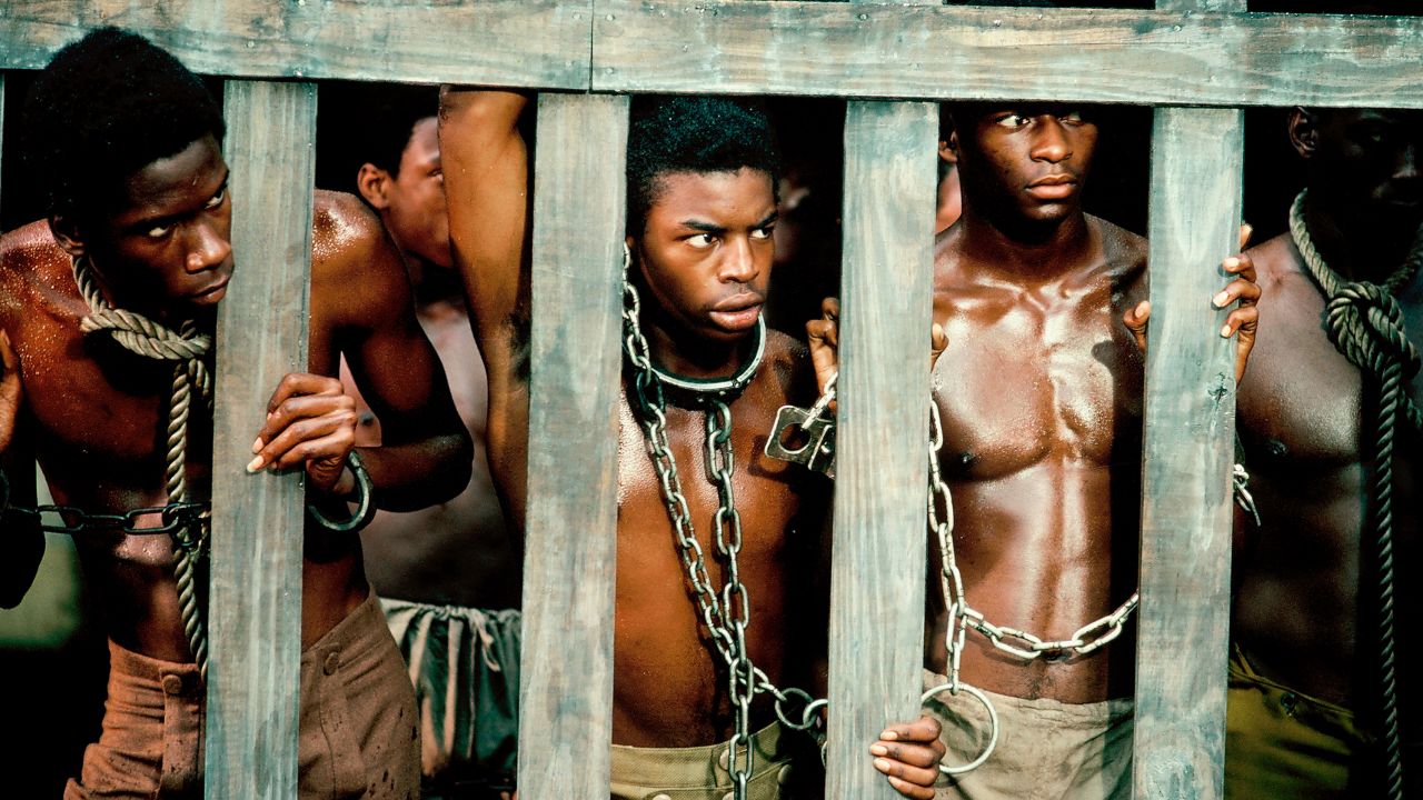 LeVar Burton, center, starred in "Roots" as Kunta Kinte.