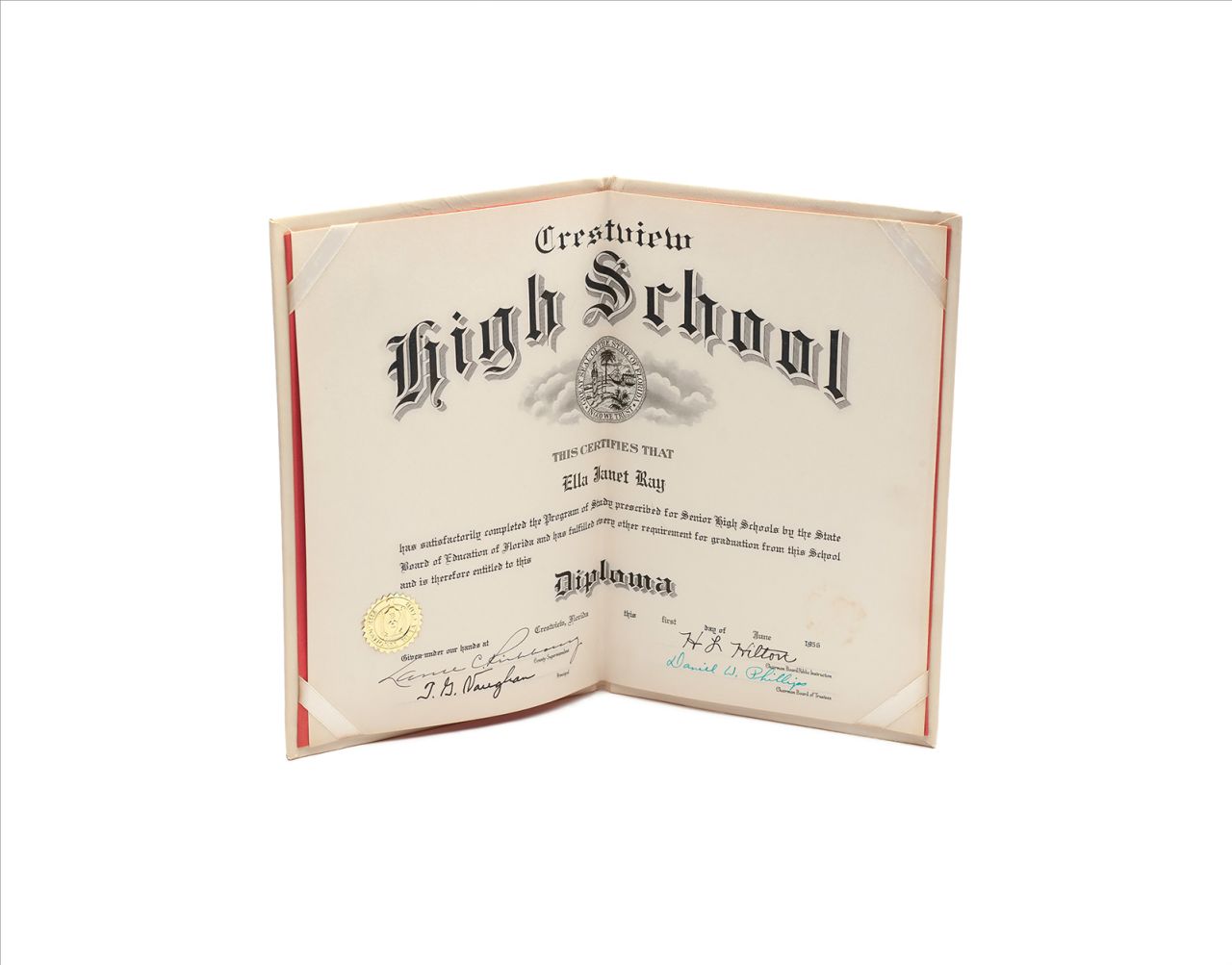 A woman's high-school diploma, kept by her daughter after her death, is among dozens of objects featured in the book.