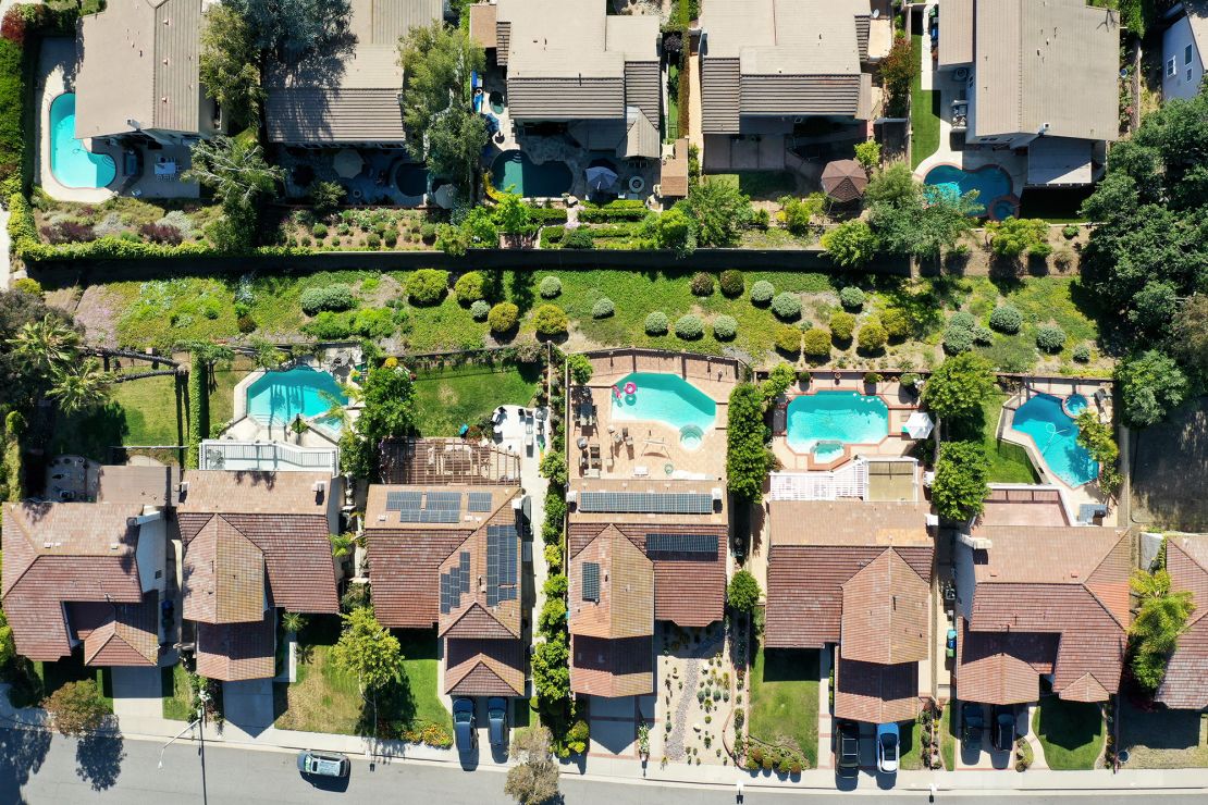 Private pools, like these in Southern California, have replaced public pools in recent decades.