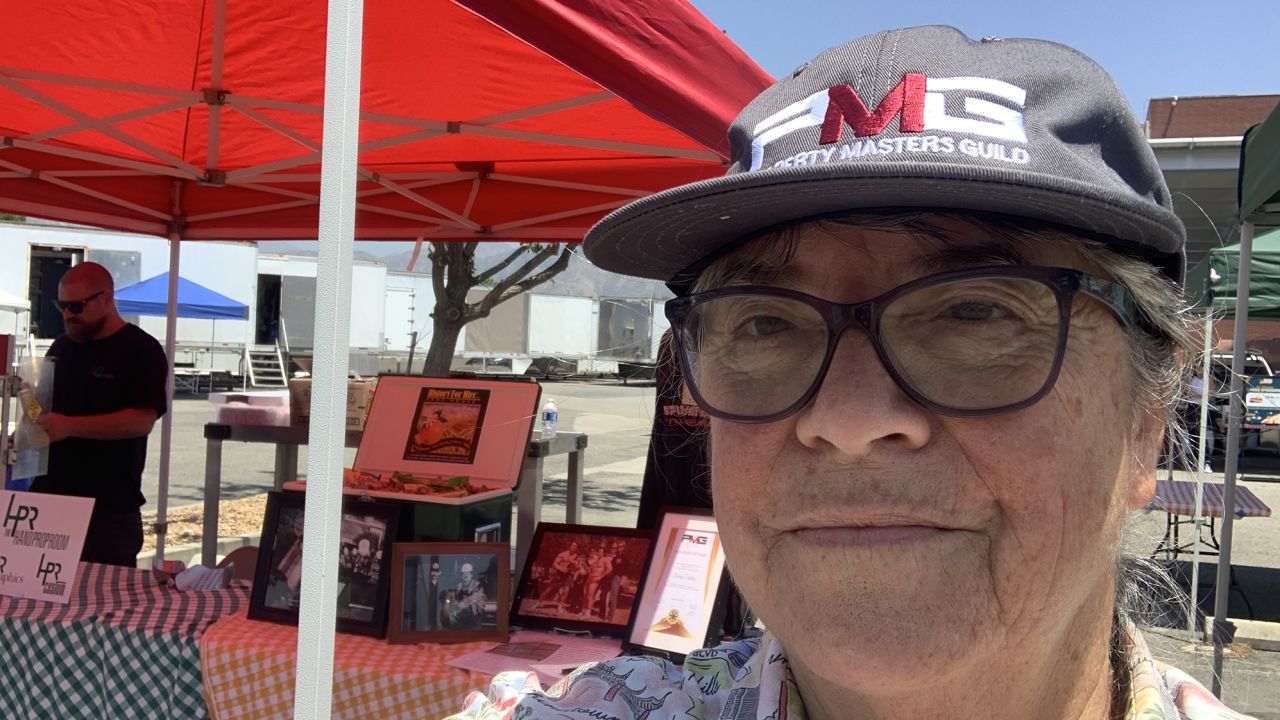 Pam Elyea, owner of 'History for Hire' sets and props and seen here on July 8, is organizing the yard sale in her business parking lot in North Hollywood.