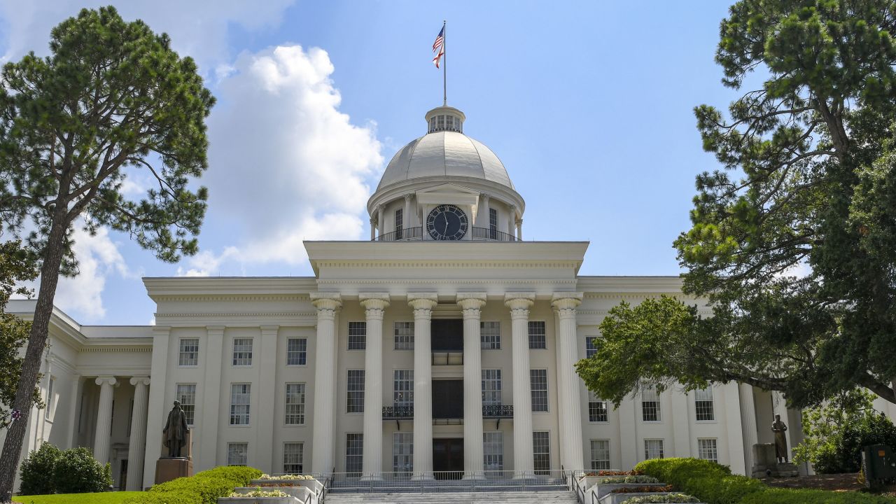 The Alabama State Capitol stands in Montgomery, Alabama, July 20, 2020. 