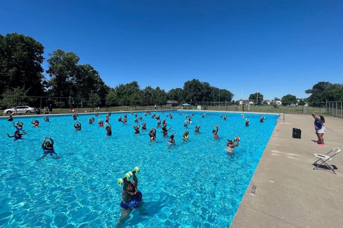 Adults take swimming lessons at Algonquin pool in Louisville during the summer of 2022. The pool is closed this summer. 