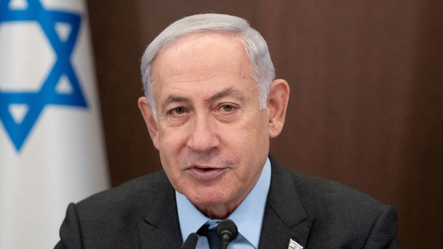 Israeli Prime Minister Benjamin Netanyahu chairs a cabinet meeting at the prime minister's office in Jerusalem, Monday, July 17, 2023. 