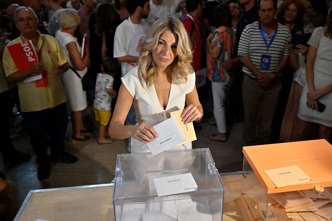 Sumer's leader, and Spain's Deputy Prime Minister,  Yolanda Diaz, voted in Madrid. 