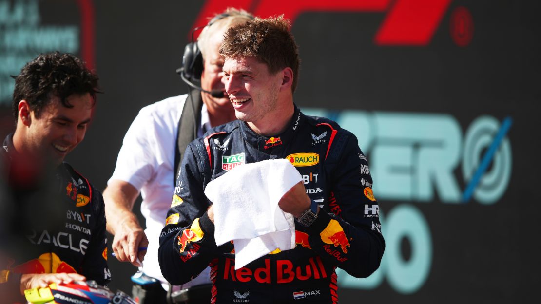 BUDAPEST, HUNGARY - JULY 23: Race winner Max Verstappen of the Netherlands and Oracle Red Bull Racing celebrates in parc ferme during the F1 Grand Prix of Hungary at Hungaroring on July 23, 2023 in Budapest, Hungary. (Photo by Joe Portlock - Formula 1/Formula 1 via Getty Images)
