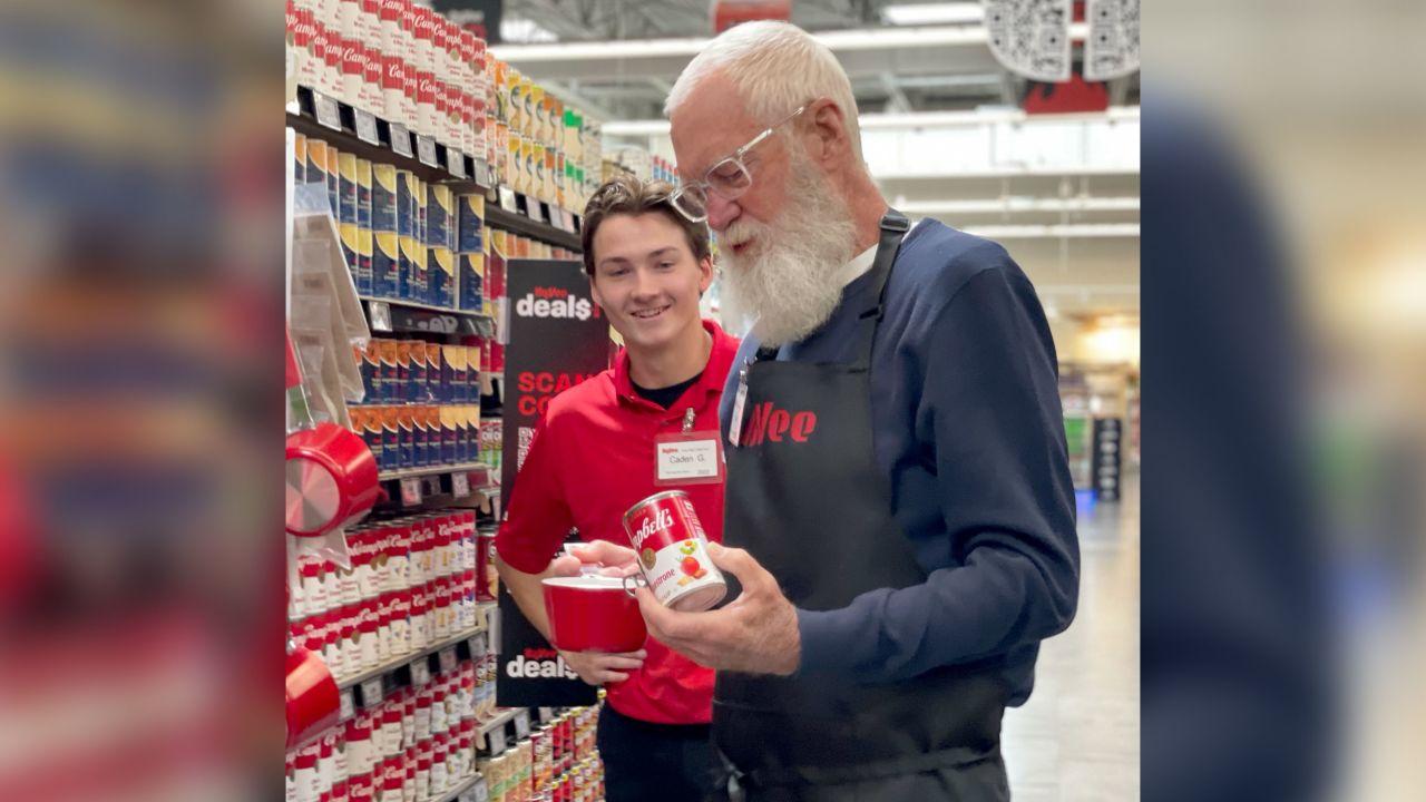 David Letterman visits a Hy-Vee store in Iowa on Friday, July 21, 2023. 