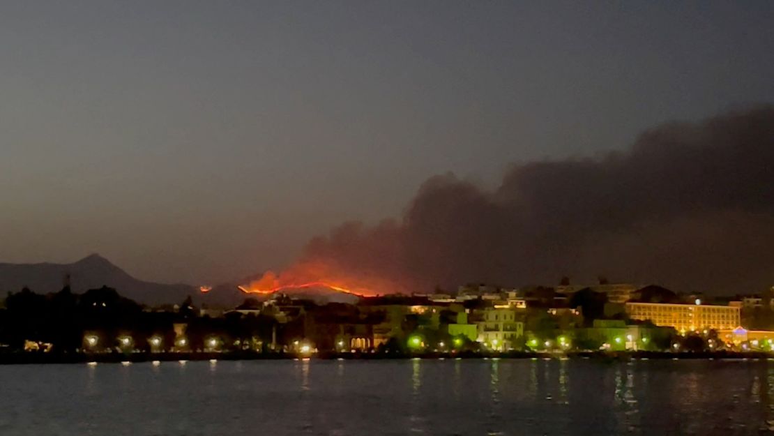 Smoke rises from a wildfire on Corfu Island, Greece, July 23, 2023.