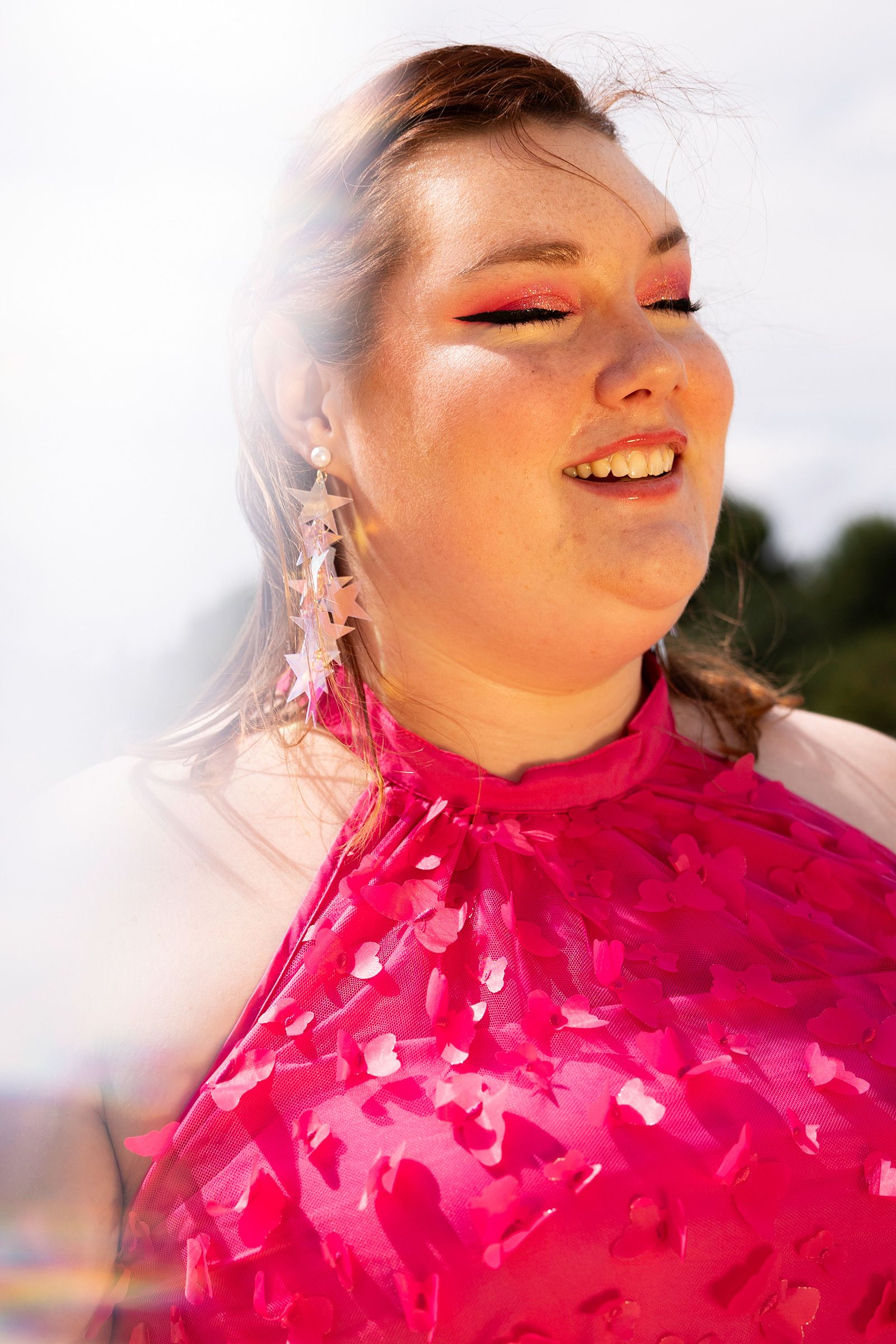 Barbie fan Shannon Douglas poses for a photo Saturday in Somerdale, New Jersey. 'I wanted to capture the just like kind of fun pink energy that Barbie kind of exudes,' she said.