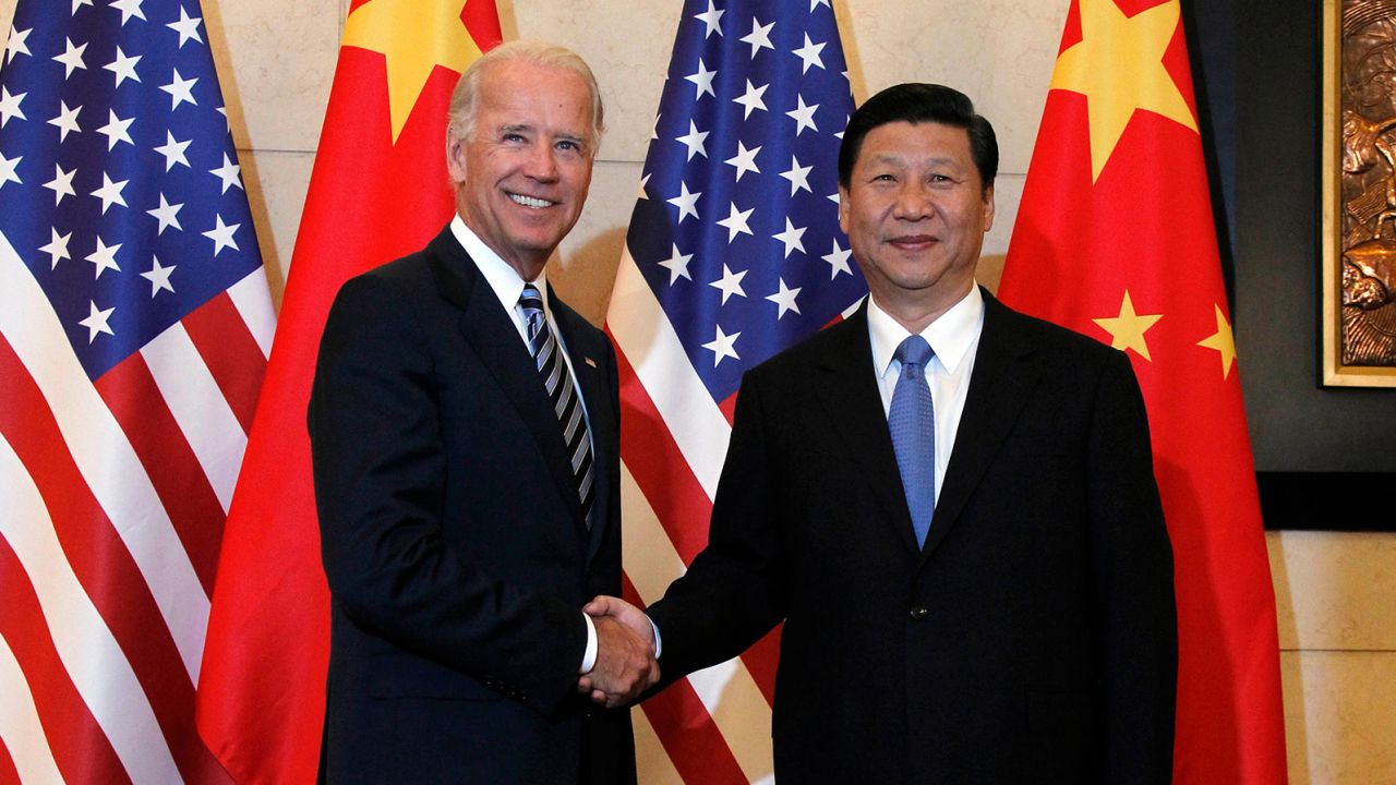 US Vice President Joe Biden with Chinese Vice President Xi Jinping before talks at a hotel in Beijing on August 19, 2011.