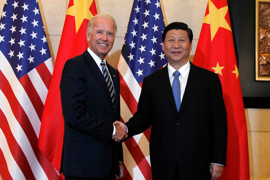 US Vice President Joe Biden with Chinese Vice President Xi Jinping before talks at a hotel in Beijing on August 19, 2011.