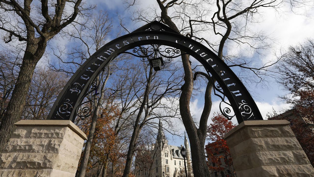 The Weber Arch at Northwestern University on Nov. 13, 2020, in Evanston, Illinois. Northwestern graduate student workers voted to unionize after years of organizing. (Jose M. Osorio/Chicago Tribune/Tribune News Service via Getty Images)