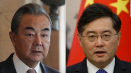 China's new Foreign Minister Wang Yi, left, and ousted minister Qin Gang, right.