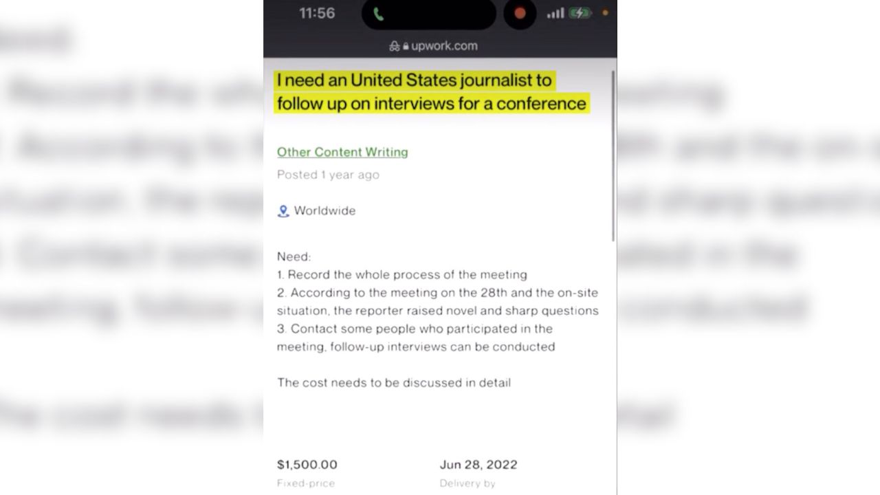 A screen shot shows a posting on Upwork that Imani Wj Wright responded to.