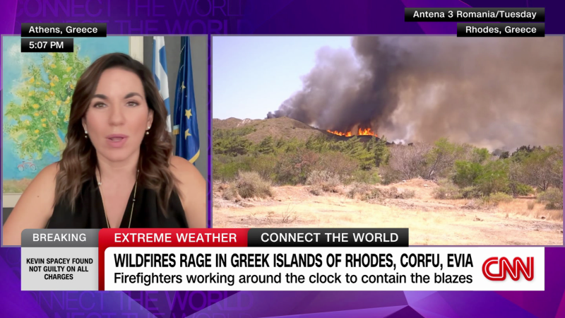 Greek tourism minister speaks about wildfires on islands | CNN