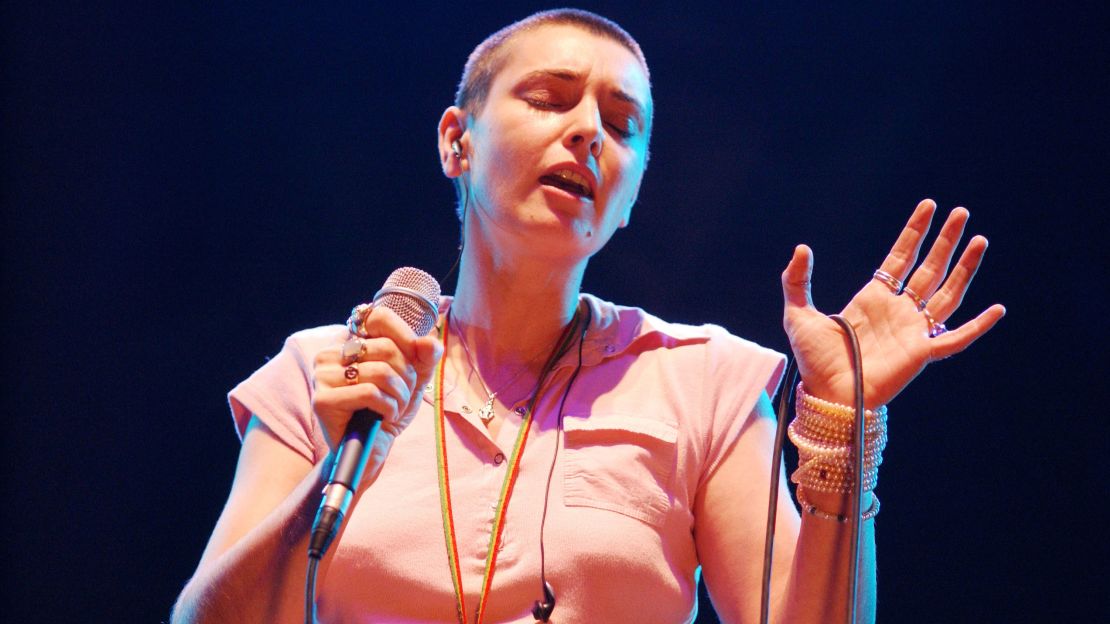 Irish singer Sinéad O'Connor performing in Dublin in 2003. 