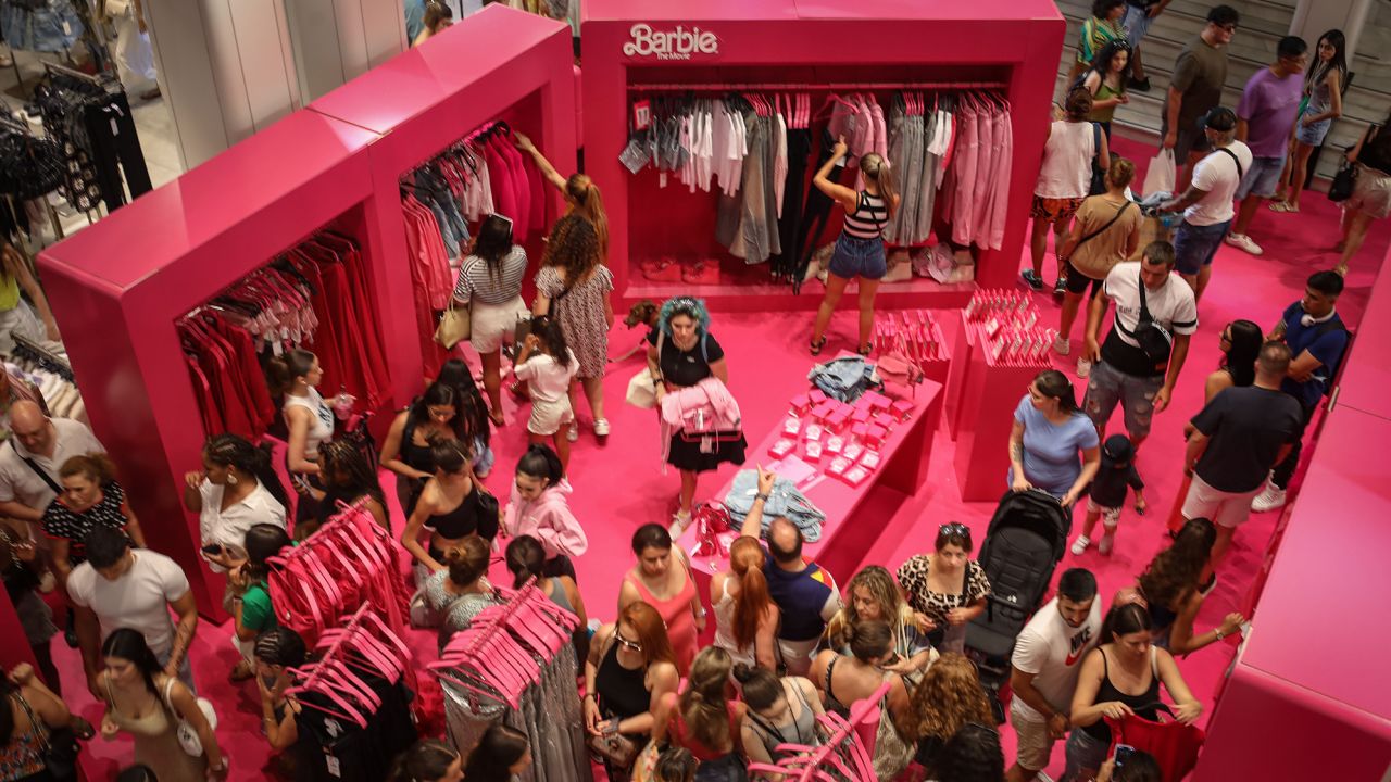 Some Barbie decoration at a Zara store in Gran Via street in Madrid on July 22. 