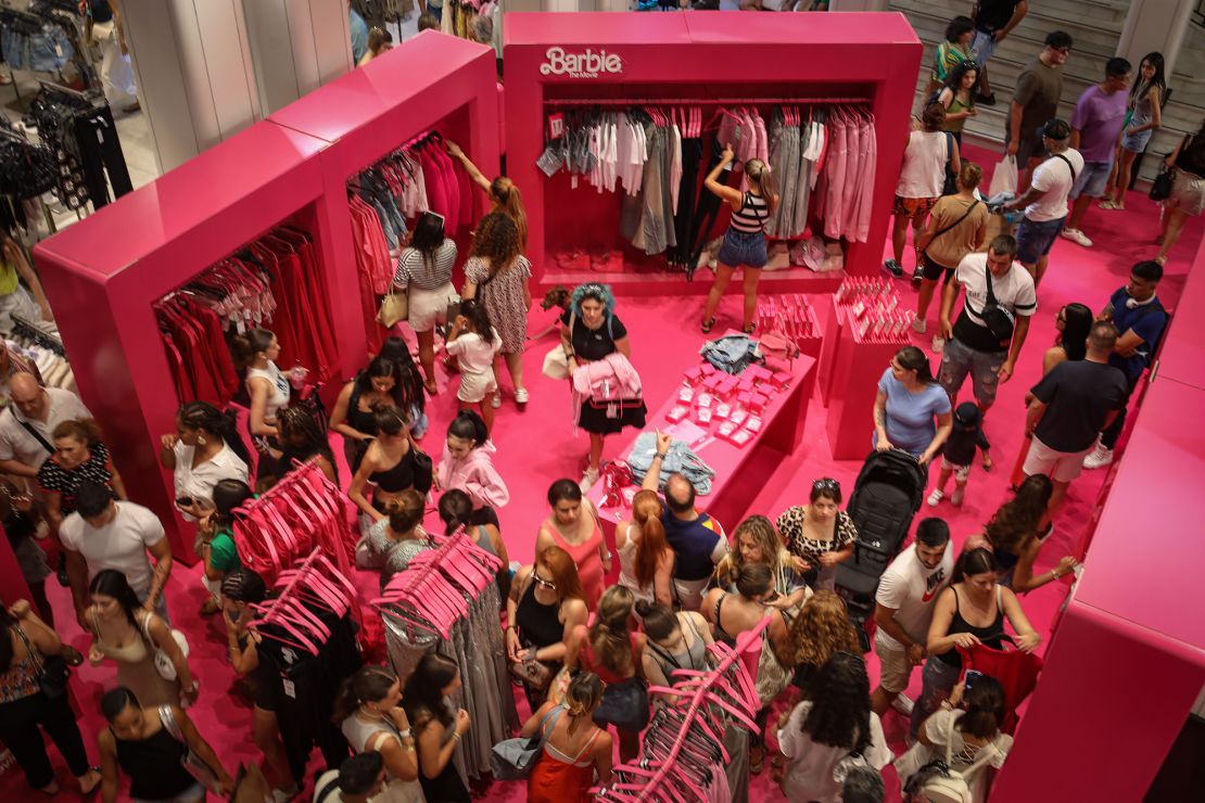 Some Barbie decoration at a Zara store in Gran Via street in Madrid on July 22. 