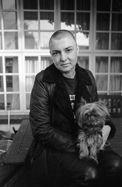 O'Connor poses with her pet dog at her home in County Wicklow, Ireland, in February 2012.