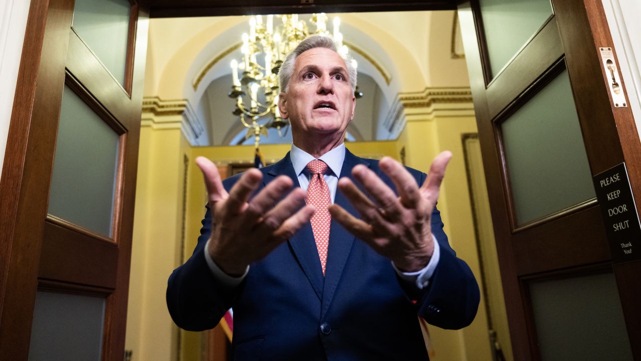 UNITED STATES - JULY 25: Speaker of the House Kevin McCarthy, R-Calif., conducts a news conference in the U.S. Capitol on Tuesday, July 25, 2023. (Tom Williams/CQ-Roll Call, Inc via Getty Images)