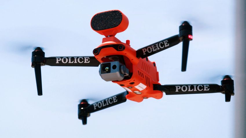 As more sharks come closer to the shore, New York State Park Police are deploying drones like this one along Jones Beach in Long Island, NY to help spot sharks before they get close to swimmers. (John General/Deborah Brunswick/CNN)