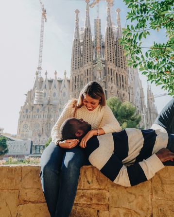 <strong>Quick connection: </strong>From then on, they spoke every day. Here they are pictured at  a later stage at La Sagrada Familia in Barcelona, Spain. 