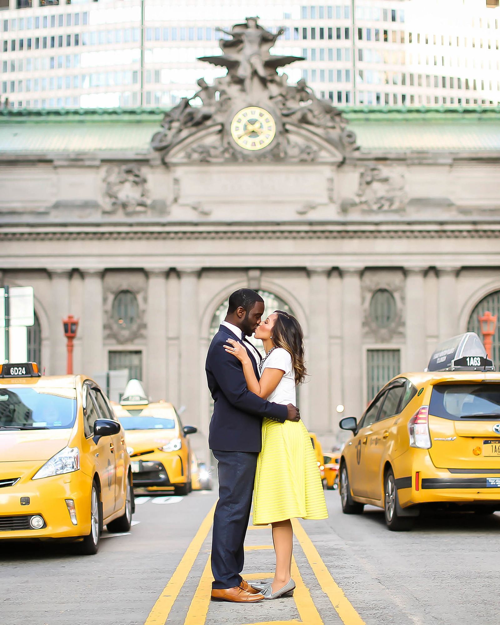 Engagement Photo in middle of street - New York City