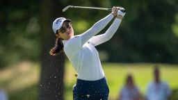 Us' Rose Zhang competes in the Evian Championship, a women LPGA major golf tournament in Evian-les-Bains, French Alps, on July 27, 2023. (Photo by Fabrice COFFRINI / AFP) (Photo by FABRICE COFFRINI/AFP via Getty Images)