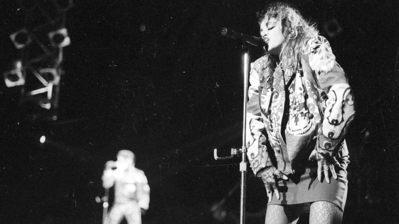 Madonna onstage at Madison Square Garden in 1984 in New York City.