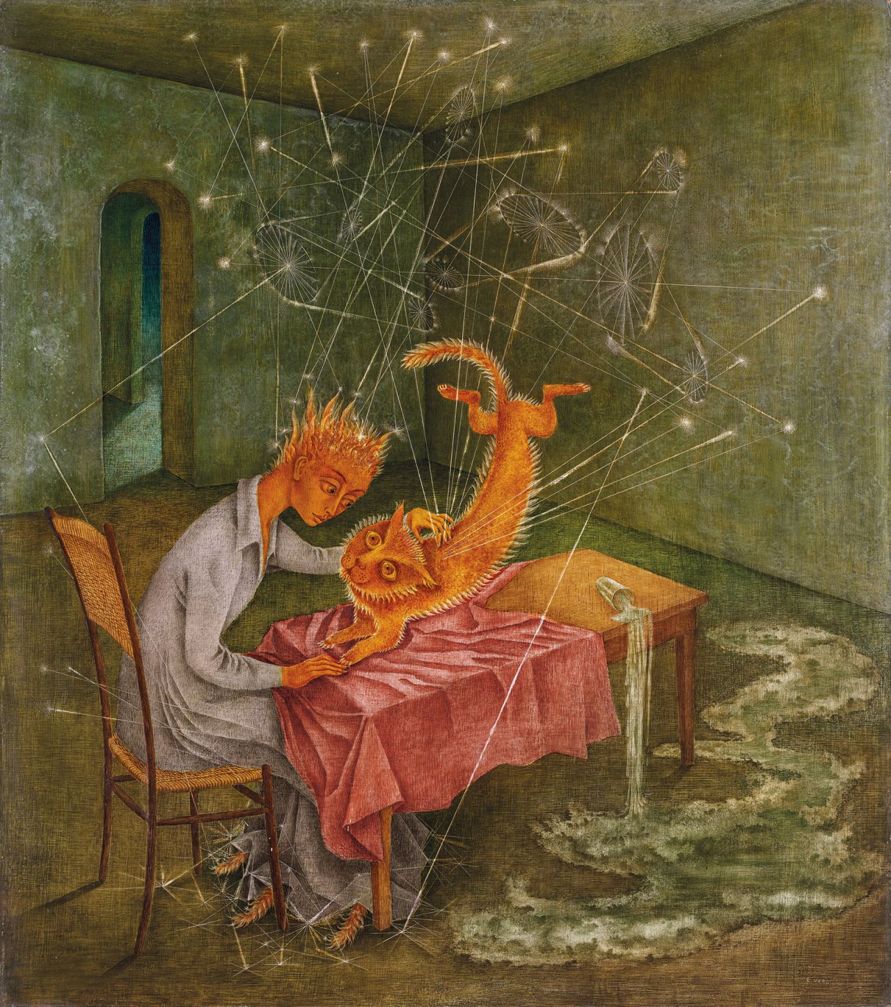Remedio Varo. Simpatia (Sympathy), 1955. Collezione Eduardo F. Costantini. © 2023 Remedios Varo, Artists Rights Society (ARS), New York / VEGAP, Madrid.