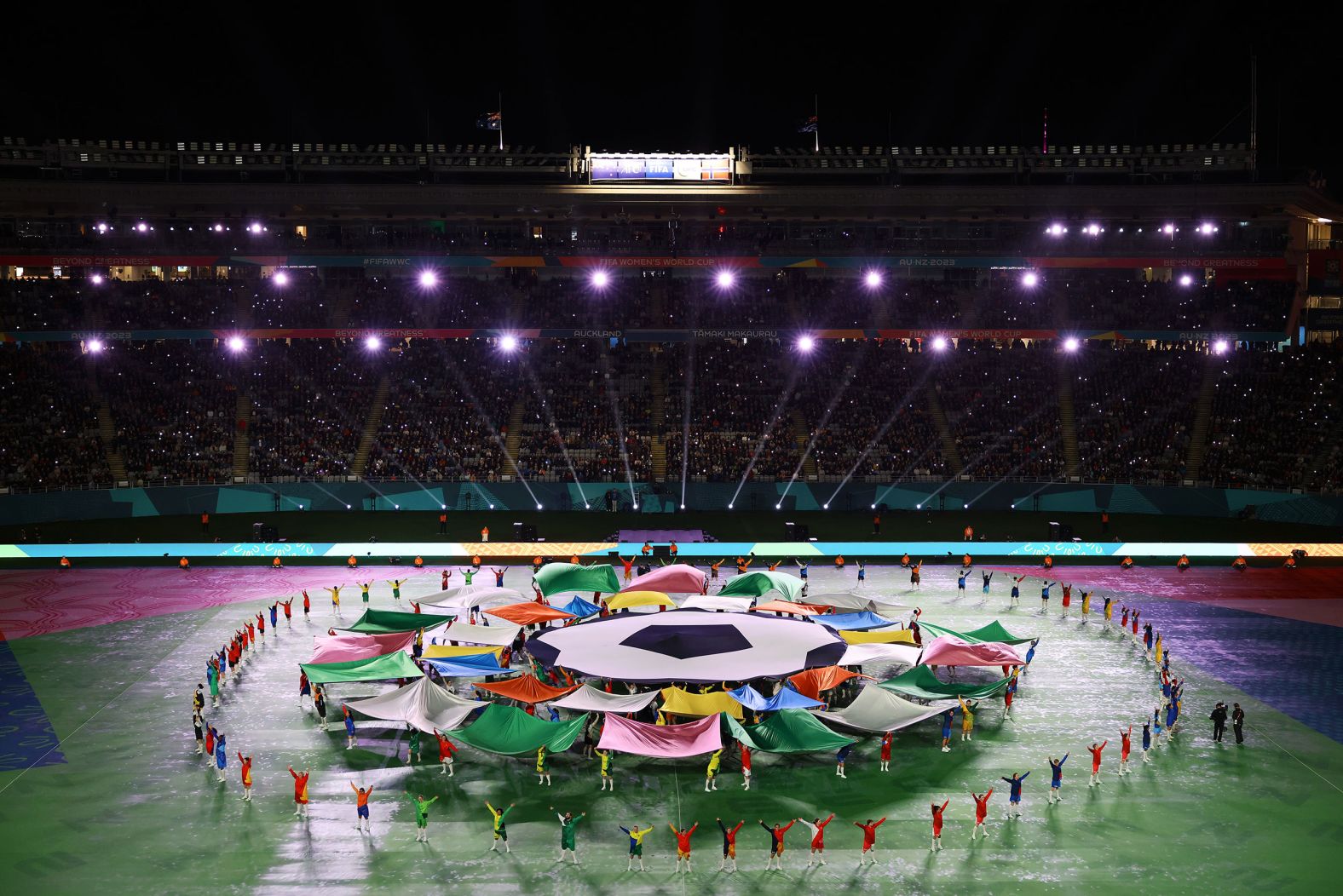 Performers dance during the opening ceremony of the <a href="http://www.cnn.com/2023/07/20/football/gallery/womens-world-cup-2023/index.html" target="_blank">Women's World Cup</a>, which was held on Thursday, July 20, before the New Zealand-Norway match in Auckland, New Zealand.
