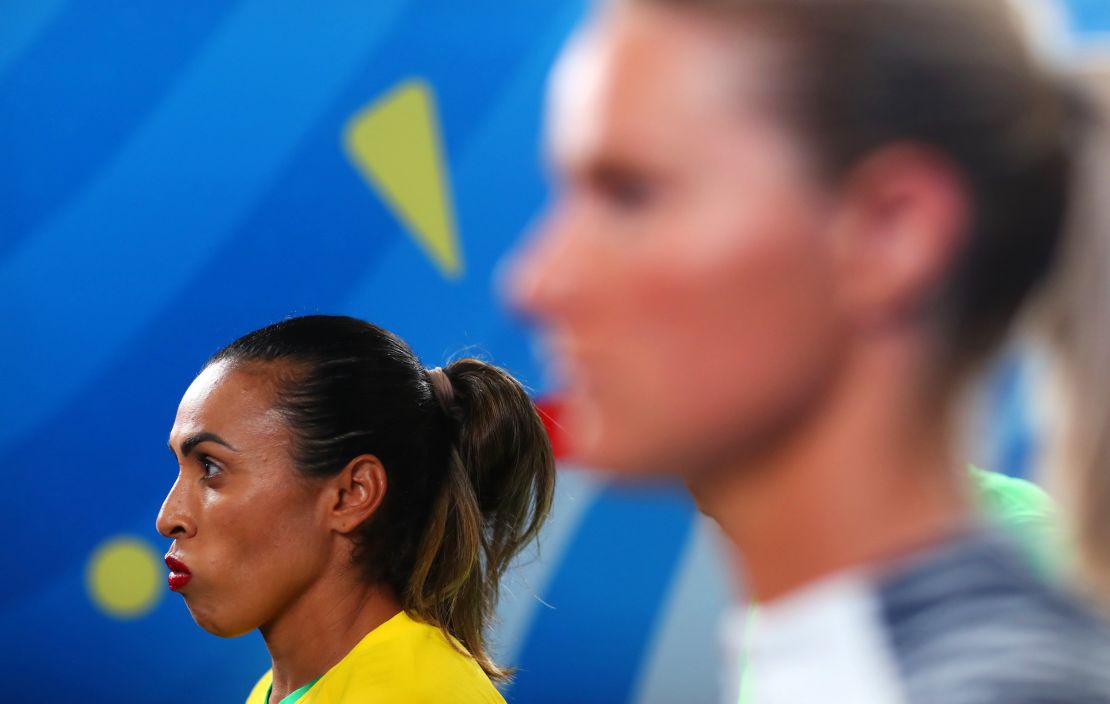 LE HAVRE, FRANCE - JUNE 23:  Marta of Brazil waits in the tunnel prior to the 2019 FIFA Women's World Cup France Round Of 16 match between France and Brazil at Stade Oceane on June 23, 2019 in Le Havre, France. (Photo by Maddie Meyer - FIFA/FIFA via Getty Images)