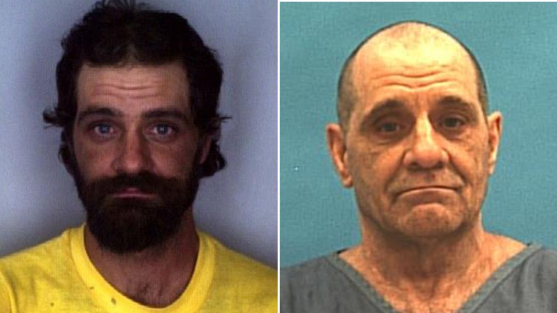 Jeffrey Norman Crum shown in 1993, left, and in a more recent picture from the Florida Department of Corrections.