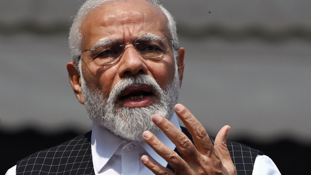 Indian Prime Minister Narendra Modi speaks at Parliament in New Delhi on July 20, 2023. 