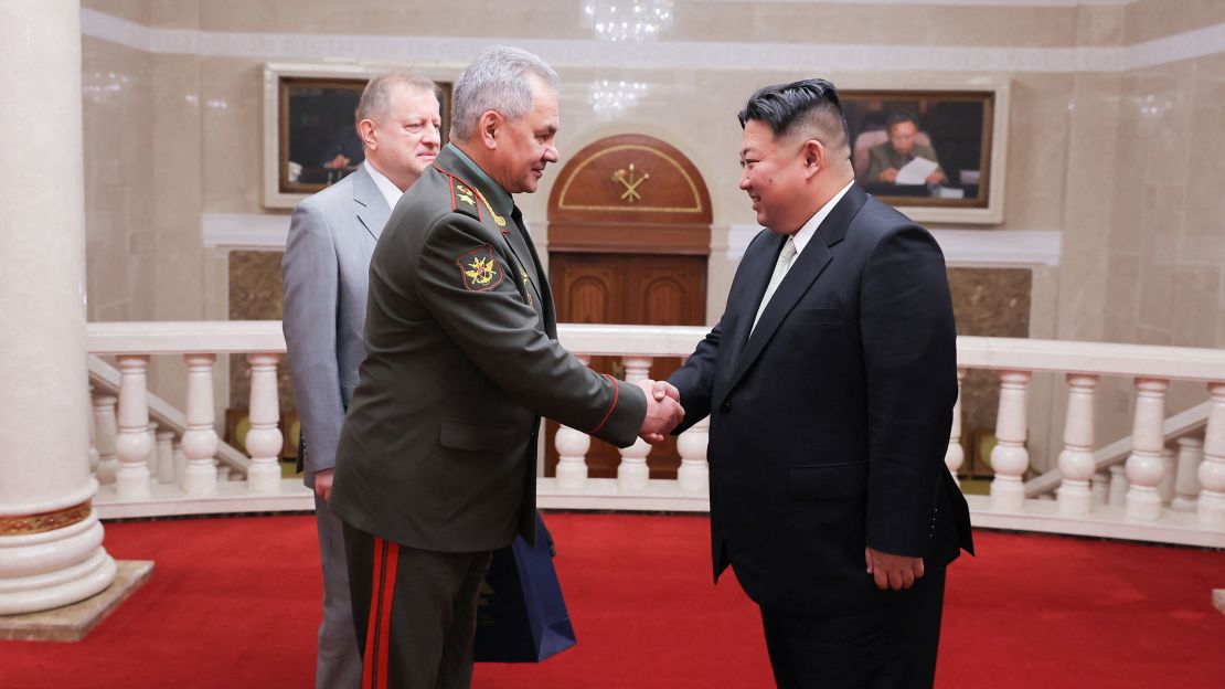 North Korean leader Kim Jong Un meets with Russia's Defence Minister Sergei Shoigu in Pyongyang, North Korea, on July 28, 2023.