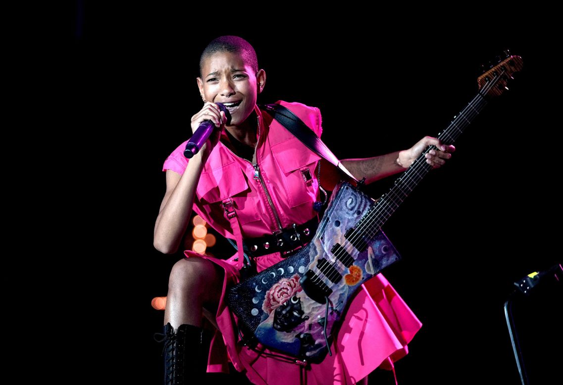 Singer Willow Smith buzzed her hair on-stage during a performance of her 2010 song "Whip My Hair" in 2021.