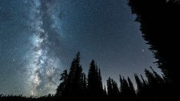 The Delta Aquariids meteor shower and Milky Way over the Gifford Pinchot National Forest near Mt. Adams, Washington State