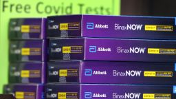 BinaxNOW COVID-19 test kits were made available to students at Whitney Young High School, Feb. 17, 2023. (Antonio Perez/Chicago Tribune/Tribune News Service via Getty Images)