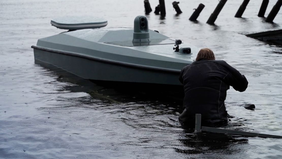 CNN has previously reported on Ukraine's development of sea drones, pictured here in July 2023.