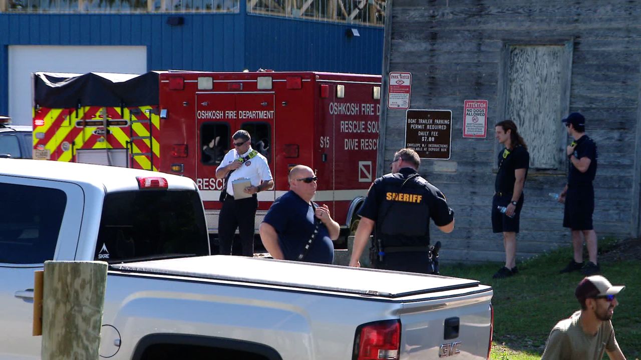 First responders are pictured at the AirVenture event in Oshkosh, Wisconsin, on Saturday.