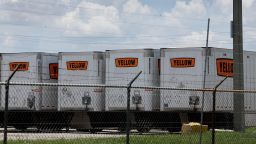 MEDLEY, FLORIDA - JUNE 28: Yellow Corp. box trailers sit at a terminal on June 28, 2023 in Medley, Florida. According to reports, the Treasury Department had erred in loaning the trucking company money as part of a 2020 Covid-19 rescue package. Yellow Corporation received a $700 million pandemic assistance loan from the U.S. government. It has only paid $230 on the principal. (Photo by Joe Raedle/Getty Images)
