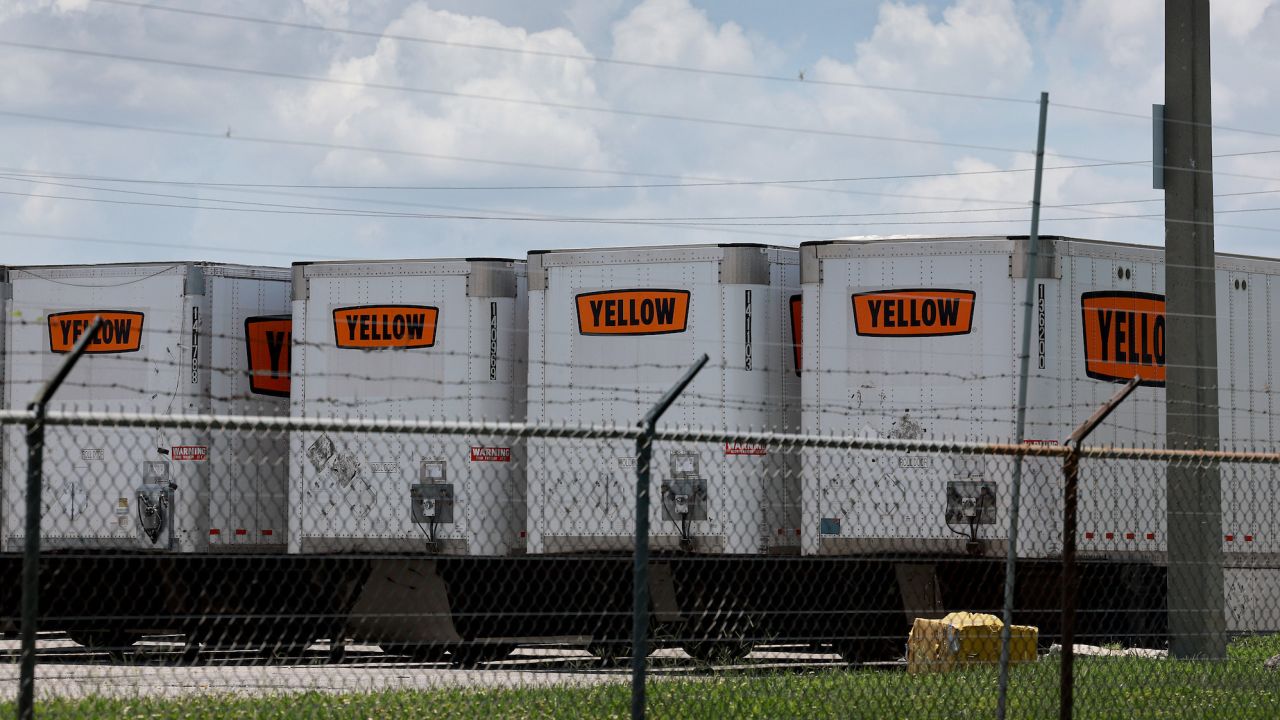 Yellow Corp. trailers sit at a terminal in Florida on Friday. 